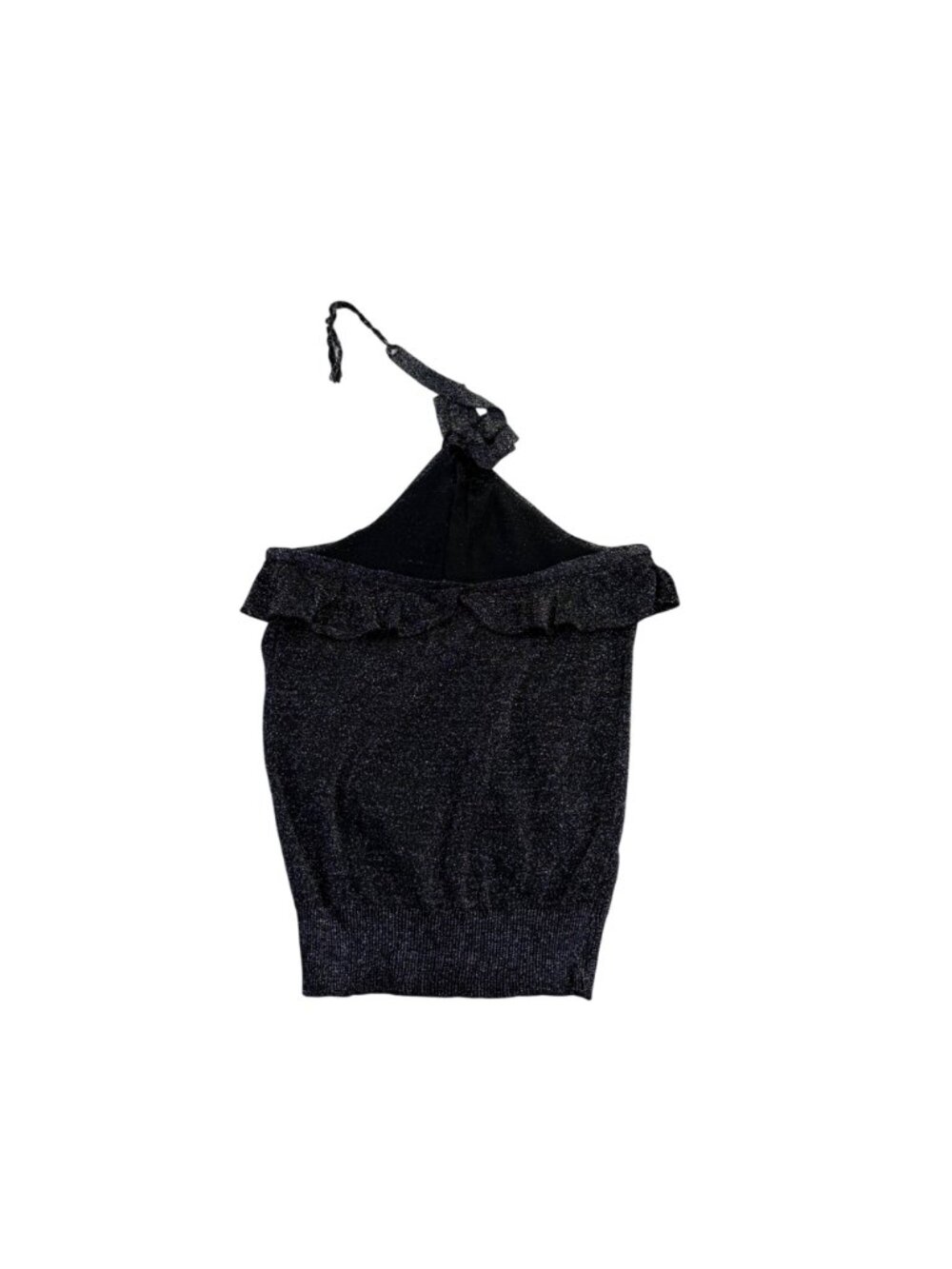 New York & Company Womens Black Halter Top With Ruffle Detail Size XS - Picture 3 of 5